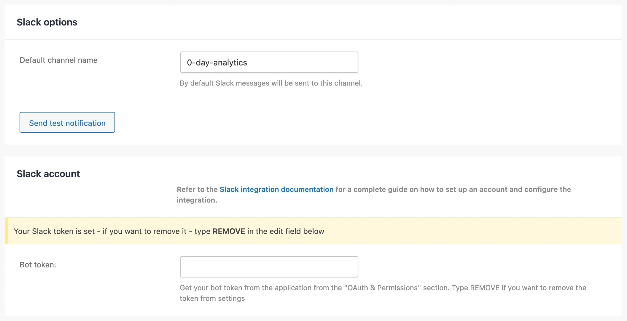 Set the Slack channel
